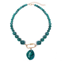 Collier tendance pour femme en perles de plastique vintage NK23010, chaîne serpent géométrique bicolore plaqué or, style décontracté