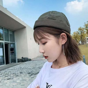 Sangle en cuir réglable MIO Sailor Melon Cap Docker Cap Solid Color Retro Beanie - Product Image 5