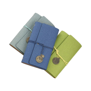 Cahier de carnet de voyage A6 avec logo personnalisé Cahier de planification Feuille de lin Faux cuir souple Horloge vierge Pendentif décoratif École à feuilles mobiles - Product Image 6