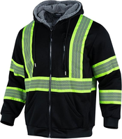 Sweat-shirt de sécurité à haute visibilité pour homme, doublé en polaire, veste bomber réfléchissante d'hiver, vêtements de travail de construction haute visibilité