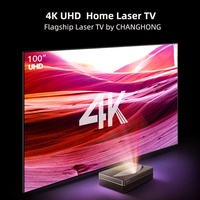 جهاز عرض ليزر منزلي من تشانغهونغ بدقة 4K UHD، 4500 لومن ANSI، ذاكرة وصول عشوائي 3 جيجابايت، ذاكرة تخزين 64 جيجابايت، تقنية HDR10+، MEMC، أجهزة عرض ليزر بدقة 4K UHD