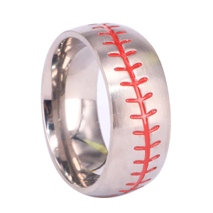 유행 청소년 야구 선수권 반지 남자의 티타늄 강철 야구 반지 소년을위한 스포츠 결혼 밴드 반지 - Product Image 2