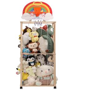 Organisateur <span class=keywords><strong>de</strong></span> stockage <span class=keywords><strong>de</strong></span> zoo en peluche en bois avec <span class=keywords><strong>panier</strong></span> <span class=keywords><strong>de</strong></span> <span class=keywords><strong>basket</strong></span> | Cage <span class=keywords><strong>de</strong></span> stockage <span class=keywords><strong>de</strong></span> jouets pour chambre d'enfants - Product Image 1