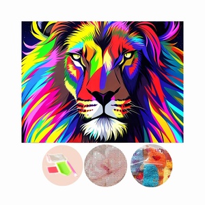 Pintura de diamante Animal para adultos, rompecabezas 3D de León, 40x30 - Product Image 1
