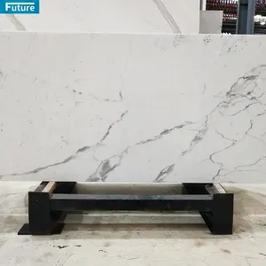 Di lusso di alta qualità puro naturale Calacatta marmo bianco con vena grigio lastre pavimento piastrelle per cucina controsoffitto e bagno