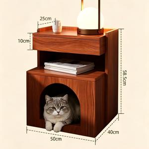 Mesa <span class=keywords><strong>de</strong></span> <span class=keywords><strong>Noche</strong></span> Moderna <span class=keywords><strong>de</strong></span> Madera para Gatos, Mesa Auxiliar Multifuncional con Almacenamiento para Mascotas, para Dormitorio, Apartamento, Muebles para el Hogar - Product Image 4