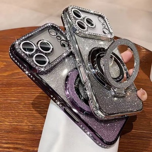 เคสโทรศัพท์หรูหราประดับเพชรระยิบระยับ พร้อมที่ยึดแม่เหล็ก สีไล่เฉด สำหรับ iPhone 17Air 16plus 15 14 pro max ขายส่ง - Product Image 4