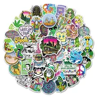 50 pegatinas de cáñamo hippie de la serie fantasy, pegatinas personalizadas de hojas verdes, tendencia creativa, grafiti, personajes de dibujos animados