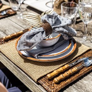<span class=keywords><strong>Assiettes</strong></span> à dîner <span class=keywords><strong>en</strong></span> céramique de style rétro avec bord <span class=keywords><strong>en</strong></span> <span class=keywords><strong>bambou</strong></span>, <span class=keywords><strong>en</strong></span> porcelaine blanche, ensembles d'<span class=keywords><strong>assiettes</strong></span> et de bols pour mariage, vaisselle végétarienne - Product Image 5