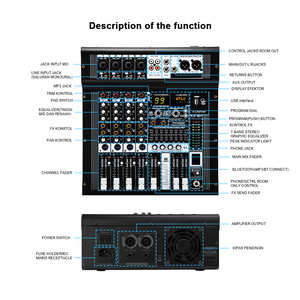 Konsol Mixer Audio Kontroler <span class=keywords><strong>DJ</strong></span> 4 Saluran NX4P dengan Bodi Logam Profesional, 99 Efek DSP untuk Penggunaan Panggung dan Gereja - Product Image 4