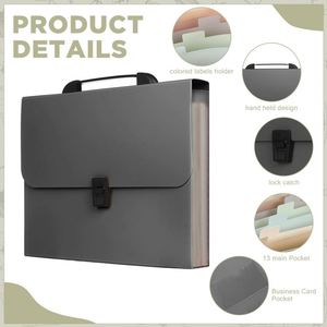Organizador de Acordeón de 13 Bolsillos con Cubierta y Separadores de Colores, Carpeta de Archivos Expandible Portátil Tamaño A4, Carta y Legal - Product Image 3
