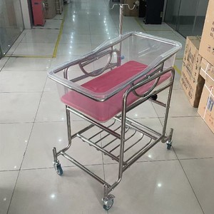 Cochecito <span class=keywords><strong>de</strong></span> bebé Hospital muebles médicos Acero inoxidable <span class=keywords><strong>cuna</strong></span> Rosa colchón IV poste recién nacido cama <span class=keywords><strong>de</strong></span> bebé <span class=keywords><strong>con</strong></span> <span class=keywords><strong>ruedas</strong></span> - Product Image 2
