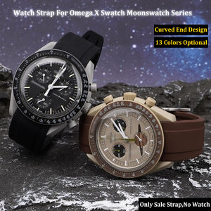 Nouveau <span class=keywords><strong>Bracelet</strong></span> de plongée étanche 20mm 22mm Bracelets de poignet en silicone Ceintures <span class=keywords><strong>Bracelet</strong></span> de montre en caoutchouc à extrémité incurvée pour <span class=keywords><strong>MoonSwatch</strong></span> pour R-olex - Product Image 6