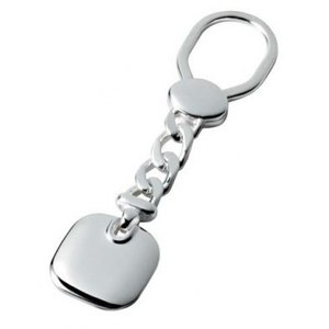 Portachiavi in Argento 925 con Catena e Targhetta Quadrata - Product Image 1