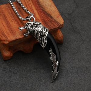 Nouveau design Collier pendentif vintage pour homme à pointes, motif dents de loup, bijou porte-bonheur, amulette dentaire - Product Image 3