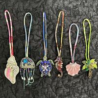 RYL Patchs à suspendre faits main personnalisés en strass et perles, motifs coquillage, arbre, mer, hippocampe, et patchs en cristal pour sac et cordon