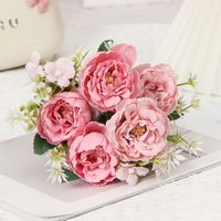 Bouquet de pivoines artificielles en soie, longue durée, idéal pour la Saint-Valentin, la décoration florale de salon, de maison et de jardin - Vente chaude