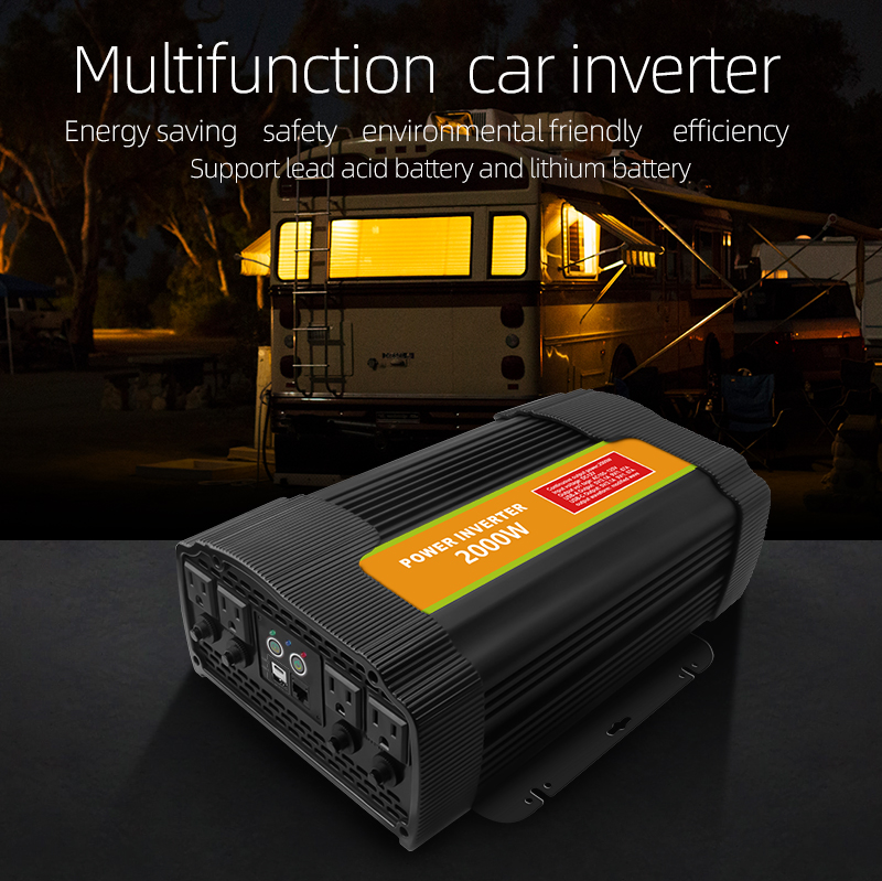 Lithium battery 2000 watt inverter 12V to 110V modified sine wave high-power automotive power inverter American standard 2KW