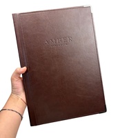 Porte-menu en cuir A4 pour hôtel, restaurant, boutique, bar à vin, avec pages intérieures