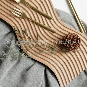 Wooden Storage <b>Tray</b> With Water Ripple Pattern 39x16x2 Cm For <b>Tea</b> Coffee Food Serving - Product Image 4