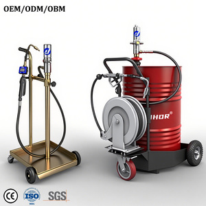 Mobiles Öl-Abgabesystem, Mobiles Pneumatisches Motoröl-Fasspumpen-Set mit Fahrgestell, Schlauchaufroller und Zähler - Product Image 1