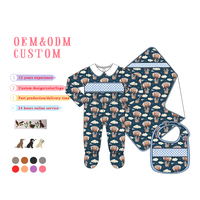 Ensemble personnalisé pour bébé smocké Barboteuse avec impression pour bébé garçon Ensemble bavoir Coton Ensembles de vêtements pour tout-petits garçons