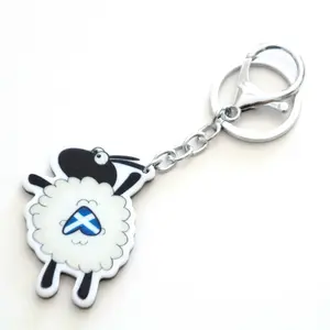 Bán buôn tùy chỉnh in logo Scotland lưu niệm Lady móc khóa cừu ban đầu Keychain
