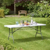 Vente en Gros Table Pliante Blanche Rectangulaire Traiteur Banquet Pique-Nique Table Pliable en Plastique Table Extérieure