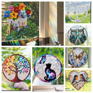 Usine En Gros Coloré Arbre De Vie Chat Noir <span class=keywords><strong>Hibou</strong></span> Sunshine Catcher Verre Autocollants Activé Par L'eau PET En Caoutchouc Masquage Nouveau - Product Image 2