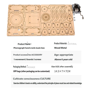 Jouets STEM pour enfants de 8 à 12 ans, boîte à musique en bois 3D, puzzle, kit de modèle à assembler soi-même, projet scientifique éducatif, plus de 500 pièces, unique - Product Image 5