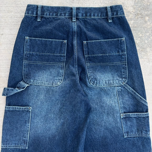 مصنع مخصص عادي فارغة الشارع الشهير ممزق المتعثر فضفاض الركبة مزدوجة قماش الدنيم نجار البضائع الجينز السراويل الرجال - Product Image 4