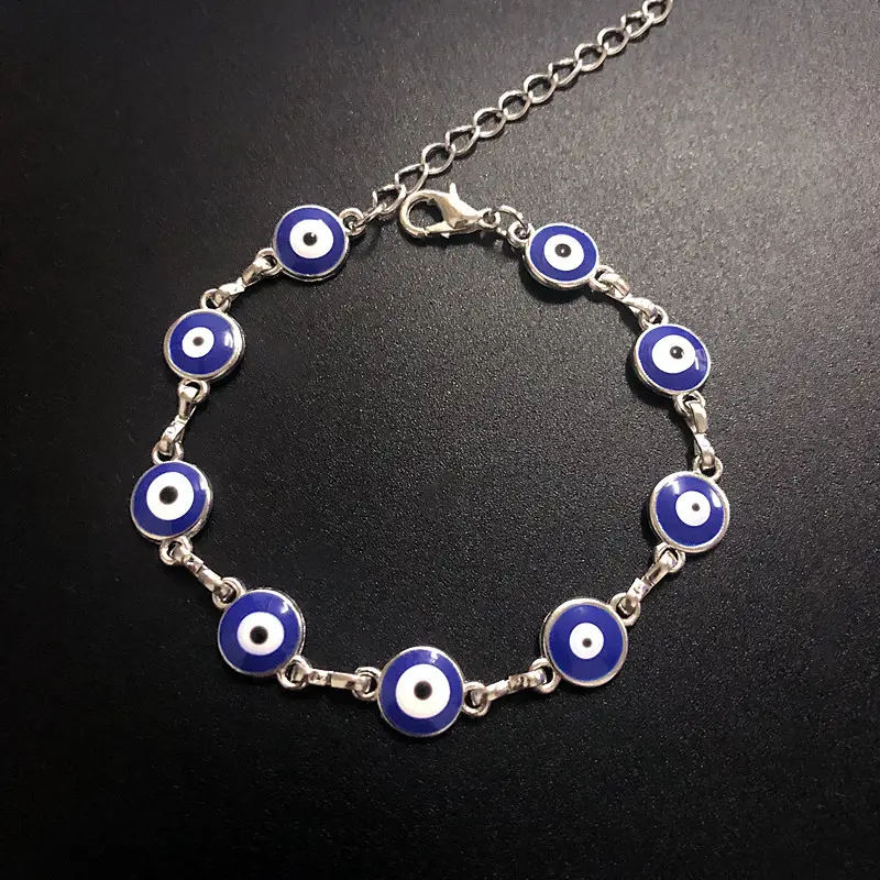 Lüks Nazar Oval mavi göz Charm bilezik altın gümüş renk kadınlar için pirinç zincir ayarlanabilir bakır bilezikler Pulsera