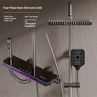 Ensemble de douche mural gris canon de bonne qualité, salle de bain moderne de luxe, robinet de douche numérique à LED, ensemble de douche en cuivre