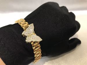 Bracciale alla Moda Personalizzato in Acciaio Inossidabile con Ciondolo a Farfalla con Zirconi CZ e Pietra Portafortuna - Product Image 5