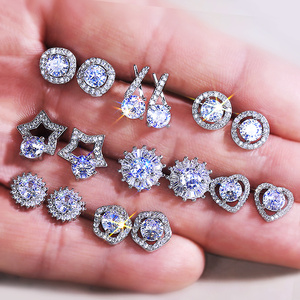Caoshi Hình Dạng Khác Nhau Thiết Kế Đảng Quà Tặng Zircon Bling Bling <span class=keywords><strong>Stud</strong></span> Bông Tai Cho Phụ Nữ Đẹp Sáng Bóng Đồ Trang Sức Bông Tai - Product Image 1