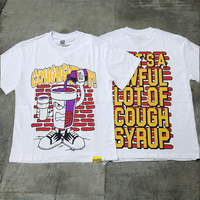 Camisetas de Diseño para Hombre, Marca COUGH SYRUP, Estilo Hip Hop, Vintage, 100% Algodón, Ecológicas, Transpirables, Corte Holgado, Personalizadas con Diseños de Bebidas