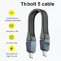 Kabel Thunderbolt 3 Tipe-C ke Tipe-C 8K PD 240W 80Gbps dengan Pengisian Cepat 5A, Material FPC, Chip E-Marker