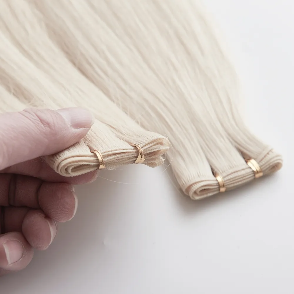 Factory Hot Selling 100% Human Virgin Remy Cuticle aglined Russian Hair Can be cut Genius weft hair extensions