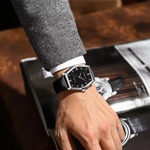 Montre de luxe Drioshipping à mouvement quartz japonais, bracelet en cuir véritable, pour homme, style business décontracté - Product Image 5
