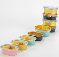 Barquette jetable bleu clair pour restauration rapide, 60 ml, en PET recyclable, avec couvercle en aluminium, pour confiture, pâtisserie, gâteau
