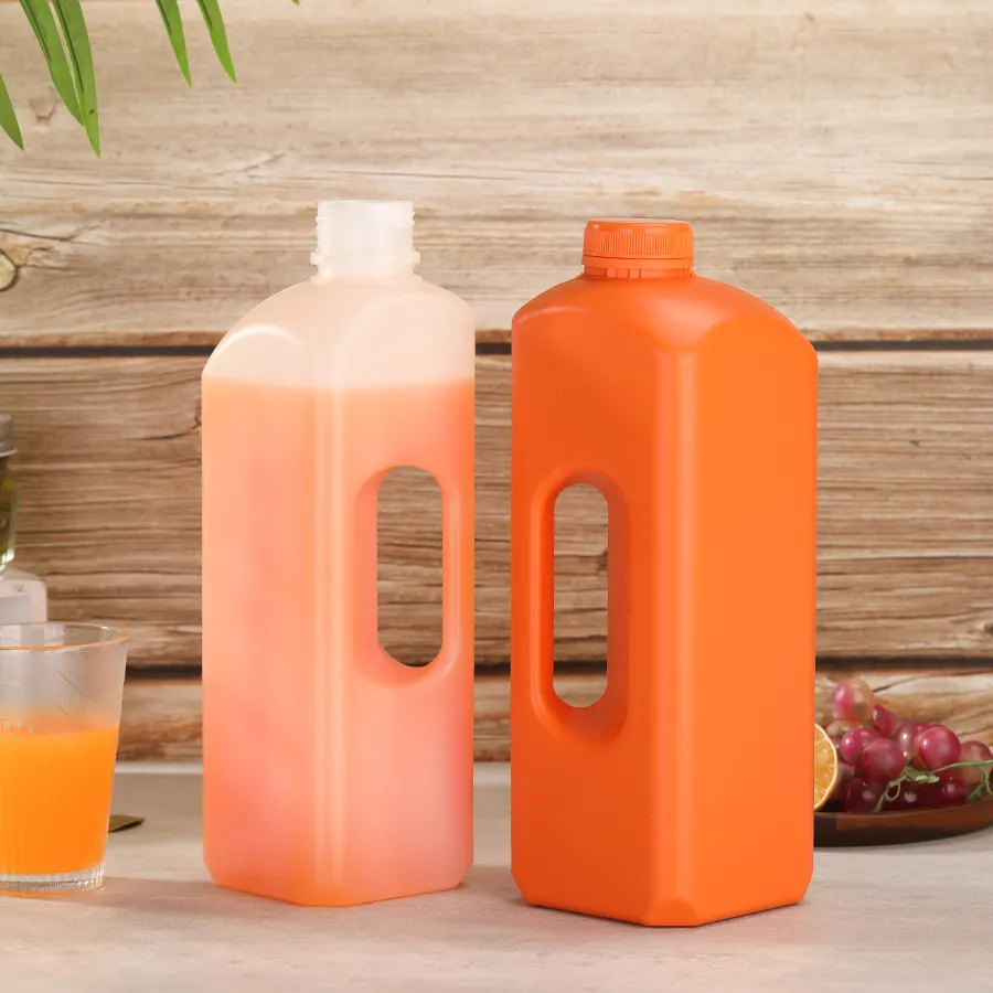 卸売食品グレード2LプラスチックPEオレンジジャムジューススクエアフルーツジュース飲料ボトル蓋付き