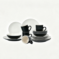 Ensemble de vaisselle en grès émaillé blanc de 16 pièces, ensemble de café en céramique en gros, assiettes rondes, bols, tasses, ensemble de vaisselle pour 4 personnes