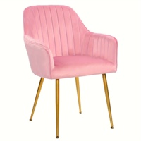Chaises de salle à manger de luxe modernes avec base en métal doré, accoudoirs intégrés et capitonnage cannelé, pour cuisine, salle à manger, restaurant, café