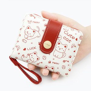 Lovely Cute Cat Designer Women Wallet Luxury <b>Wristlet</b> Wallet for Women Leather Credit Card Wallet Short Purse - Product Image 6