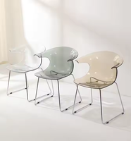 Mobilier de Maison Nordic Modern Chrome Metal Frame Clear Transparent Dinning Chaises de salle à manger de luxe en acrylique avec pieds en métal