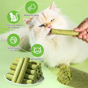 Palitos Masticables de Hierba para Gatos, Liofilizados Naturalmente, Golosinas Dentales Saludables para Aliviar las Bolas de Pelo y un Pelaje Brillante, 1 kg - Product Image 2