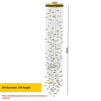 Lustre en cristal multi-têtes à hauteur réglable pour villa duplex, longue suspension LED pour salon, escalier double hauteur, en céramique dorée