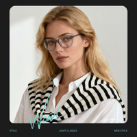 Monture de lunettes optiques ultra-légère ronde en acétate, verres correcteurs anti-lumière bleue avec impression PC, supportant OEM ODM