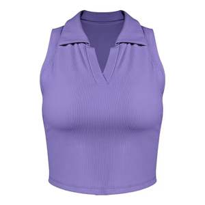 Débardeur de sport pour femme à maintien élevé, anti-chocs, à séchage rapide, respirant, avec col rabattu, pour le fitness et le tennis - Product Image 3