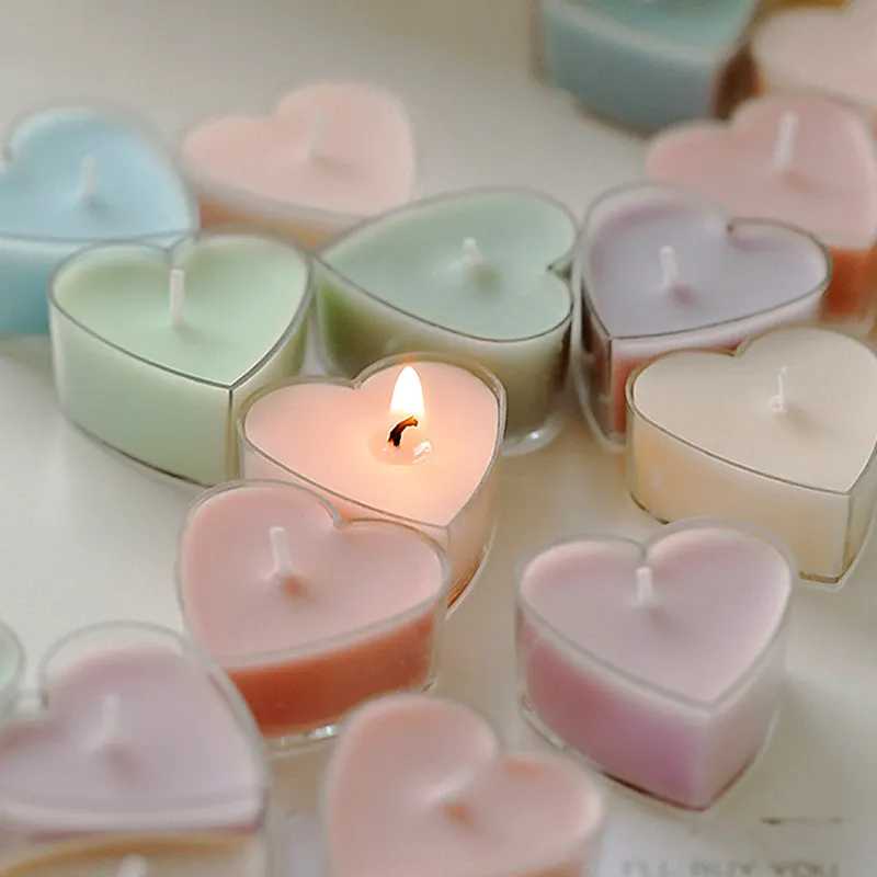 Velas de té de corazón hechas a mano tarros Mini amor corazón cera de soja velas perfumadas para el hogar Accesorios de decoración de boda